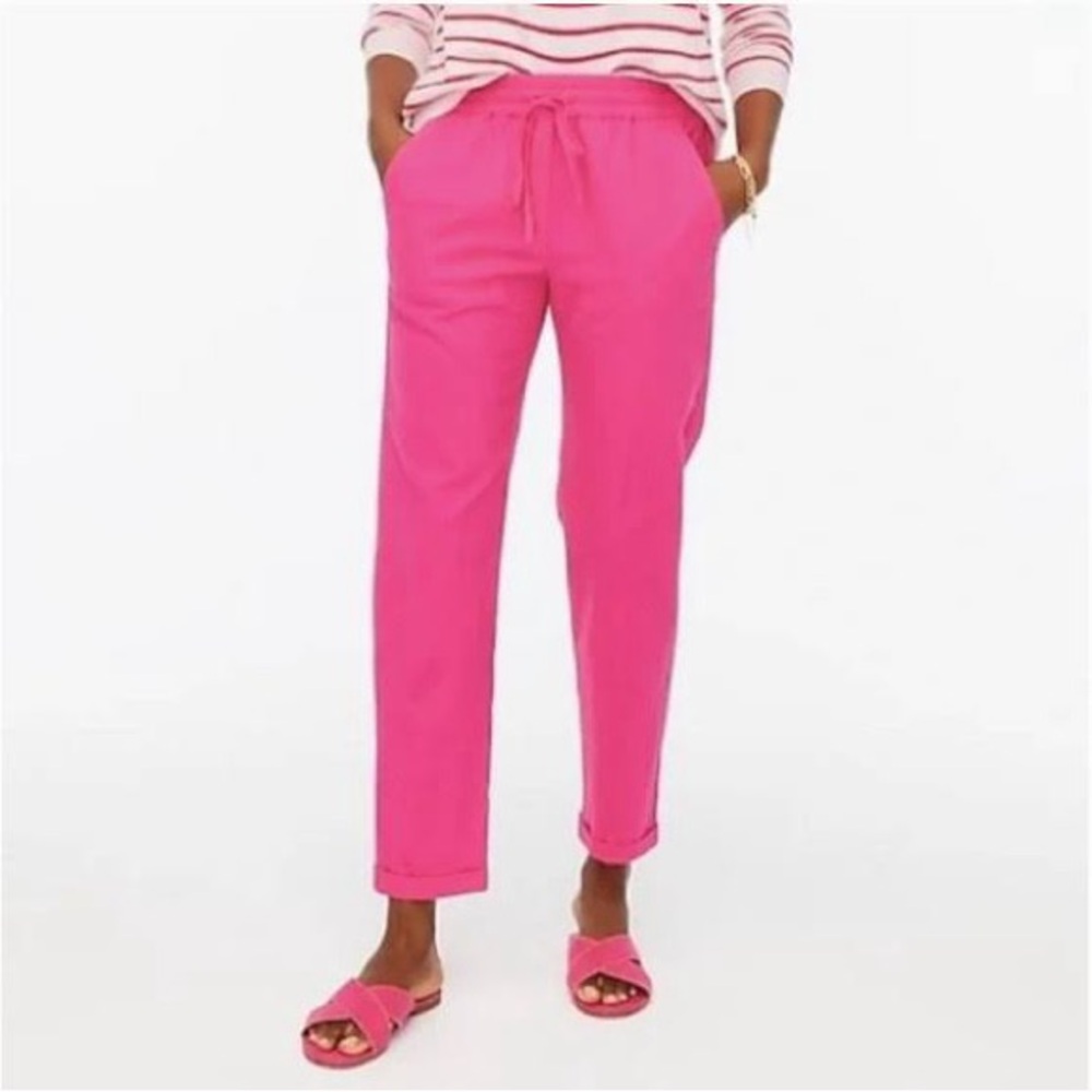 J.Crew Cropped Linen-Cotton Blend Drawstring Pant White Size 10